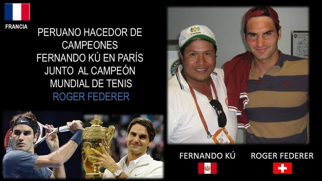 Pieza gráfica compartida por Fernando sobre su encuentro con Roger Federer